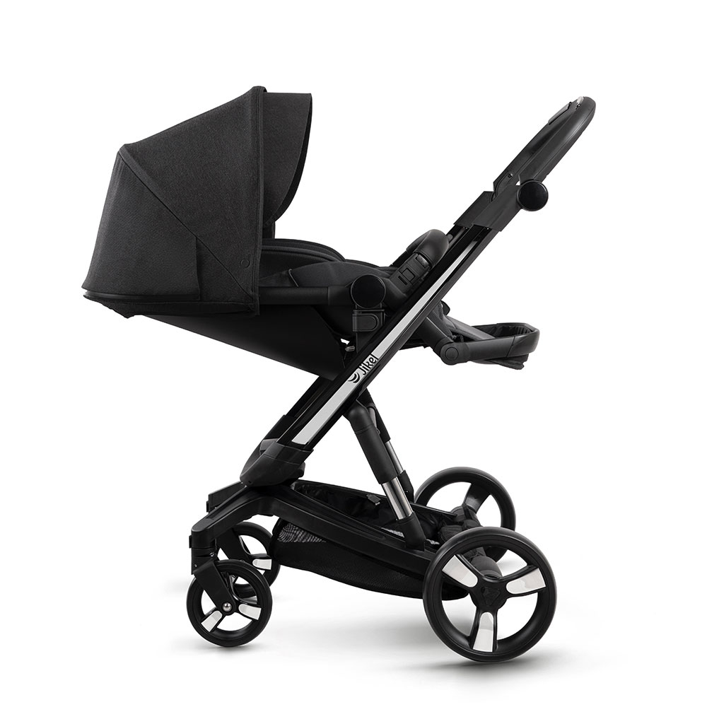 Jikel Diamond Electric Travel System Stroller, E-Brake, Headlights, 0-3 Years - Charcoal