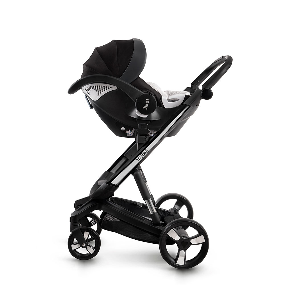 Jikel Diamond Electric Travel System Stroller, E-Brake, Headlights, 0-3 Years - Charcoal
