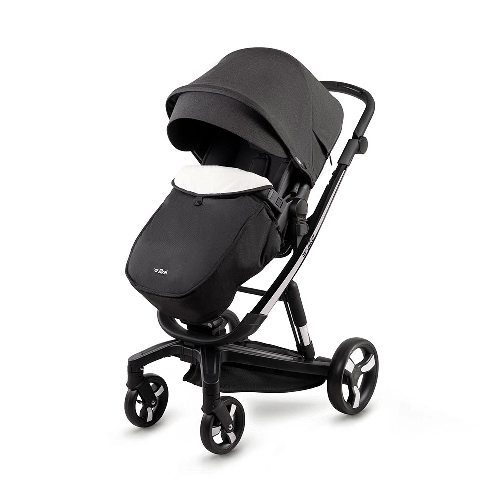 Jikel Diamond Electric Travel System Stroller, E-Brake, Headlights, 0-3 Years - Charcoal