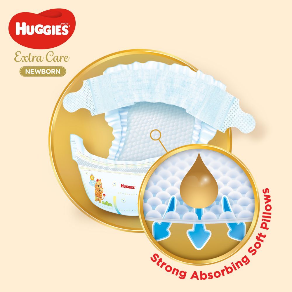 Huggies - New Born Diapers, Size 1, Carry Pack, Upto 5 Kg - 21 Diapers