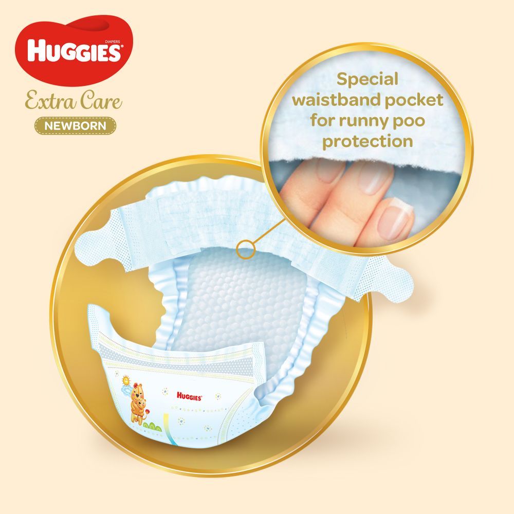 Huggies - New Born Diapers, Size 1, Carry Pack, Upto 5 Kg - 21 Diapers