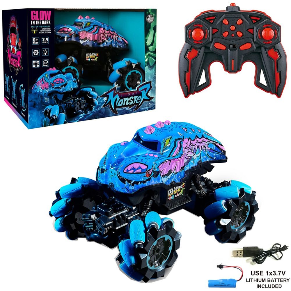 Kermong - 2.4Ghz Glow In The Dark Monster Car - Blue