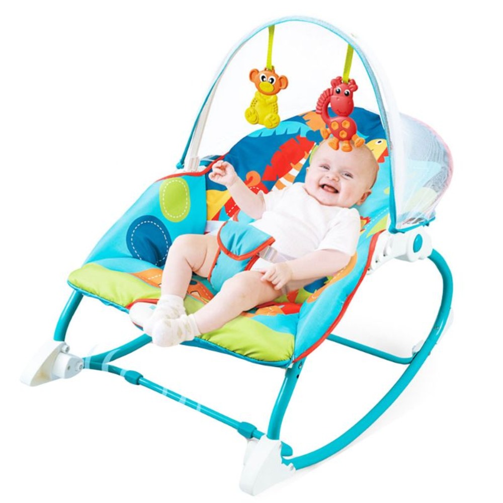 KHS - 2-in-1 Baby Toddler Rocker + Mosquito Net - Blue