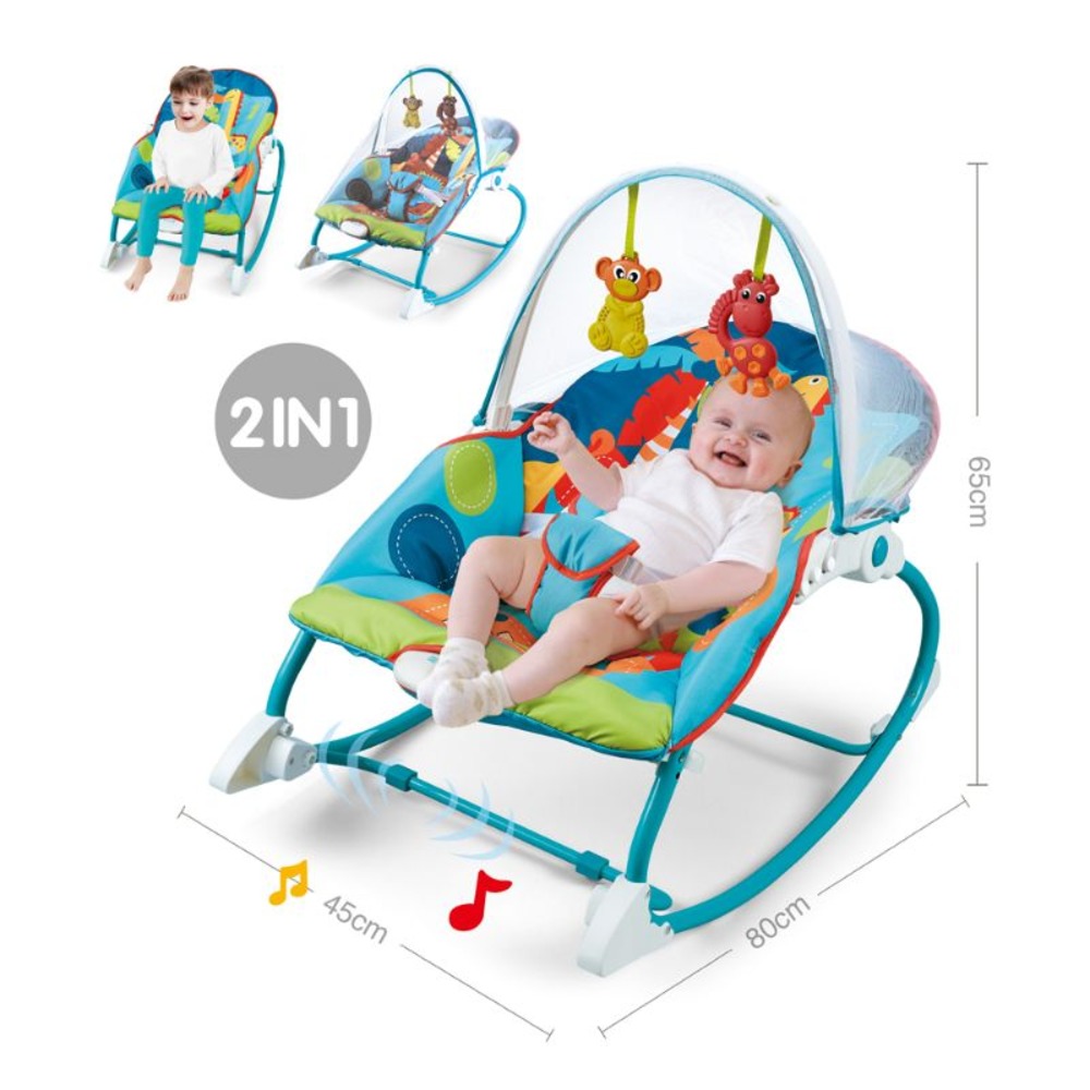 KHS - 2-in-1 Baby Toddler Rocker + Mosquito Net - Blue