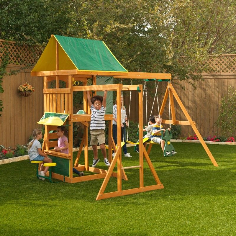 Kidkraft brookridge wooden swing set clearance