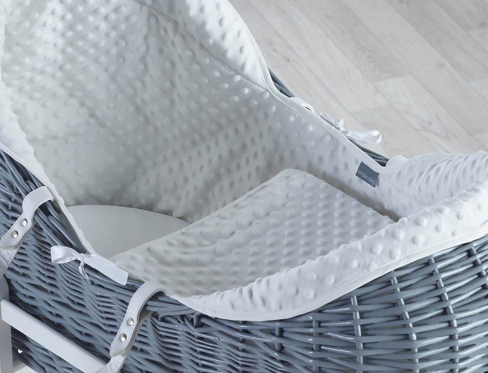 Kinder Valley - White Dimple Grey Pod Moses Basket With White Rocking Stand