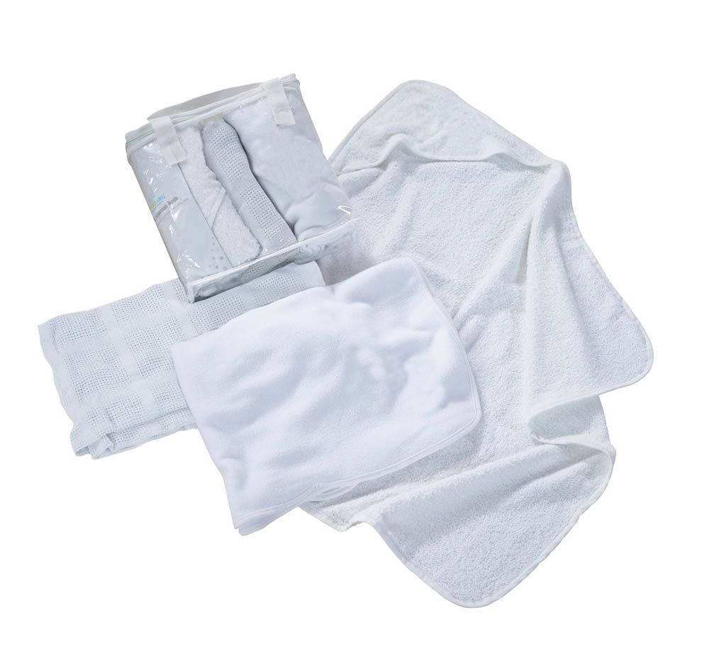 Kinder Valley - White Essentials Bundle 1 X Cellular 1 X Hooded Towel 1 X Fleece
