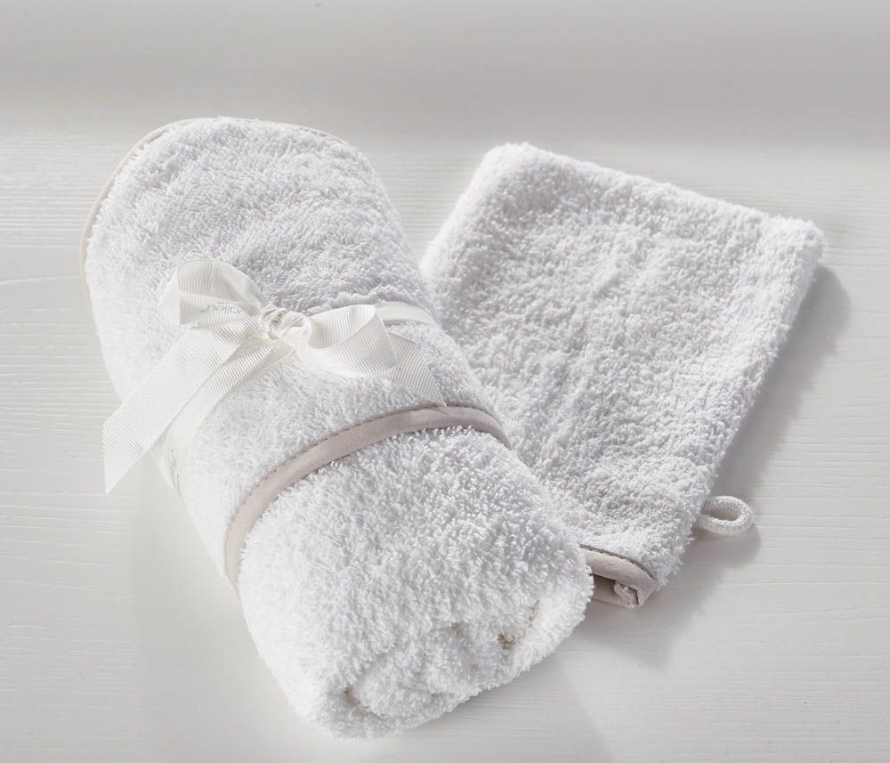 Kinder Valley - White Hooded Towel And Wash Mitt