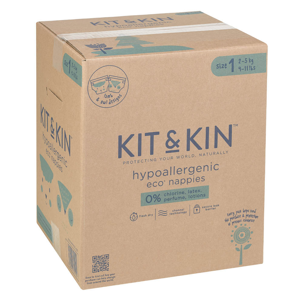Kit & Kin - Eco Diapers Size 1 2-5kg 160pcs Pack Of 4