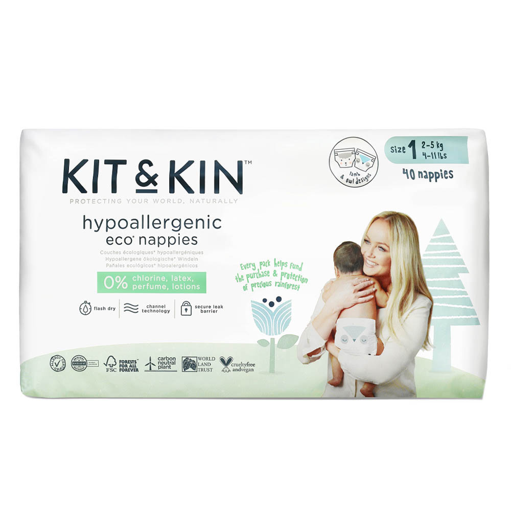 Kit & Kin - Eco Diapers Size 1 2-5kg 160pcs Pack Of 4