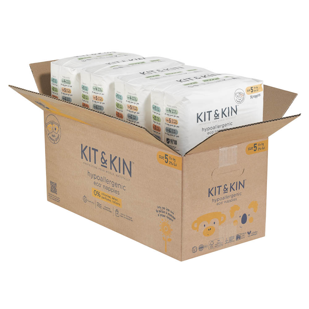 Kit & Kin - Eco Diapers Size 5 11+kg 120pcs Pack Of 4