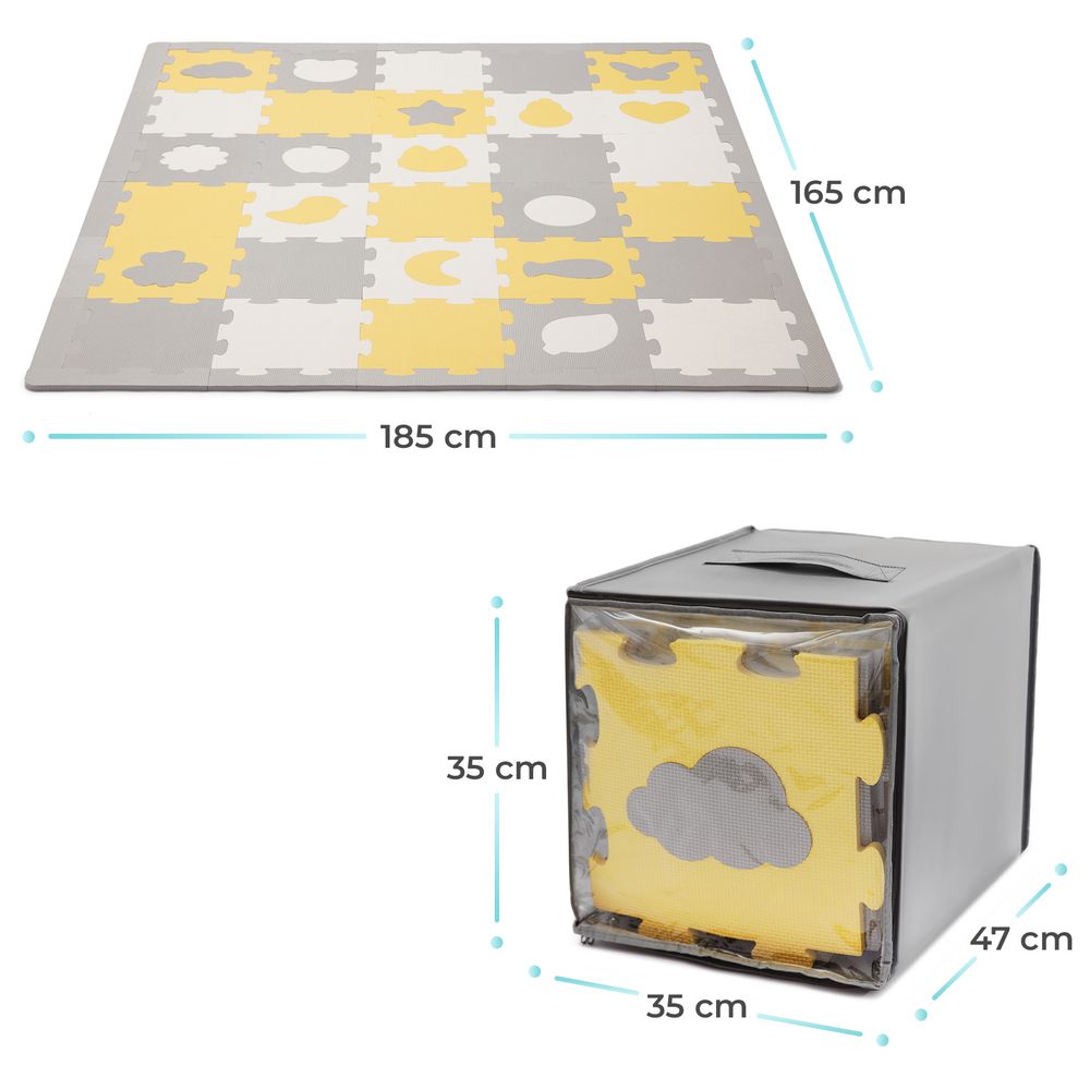 Kinderkraft - Mata Puzzle Luno Shapes Mat 30pcs - Yellow