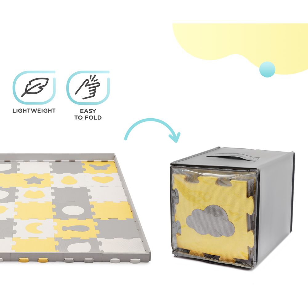 Kinderkraft - Mata Puzzle Luno Shapes Mat 30pcs - Yellow