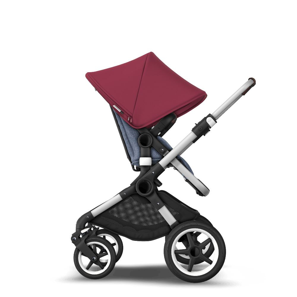 Bugaboo Fox Complete Stroller ALU BLUE MELANGE RUBY RED Babystore.ae
