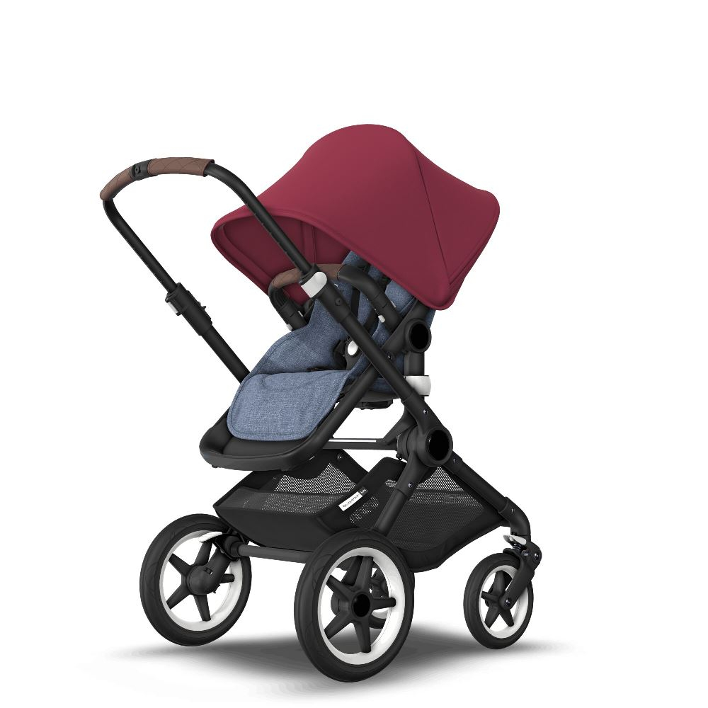 Bugaboo Fox Complete Stroller BLACK BLUE MELANGE RUBY RED Babystore.ae