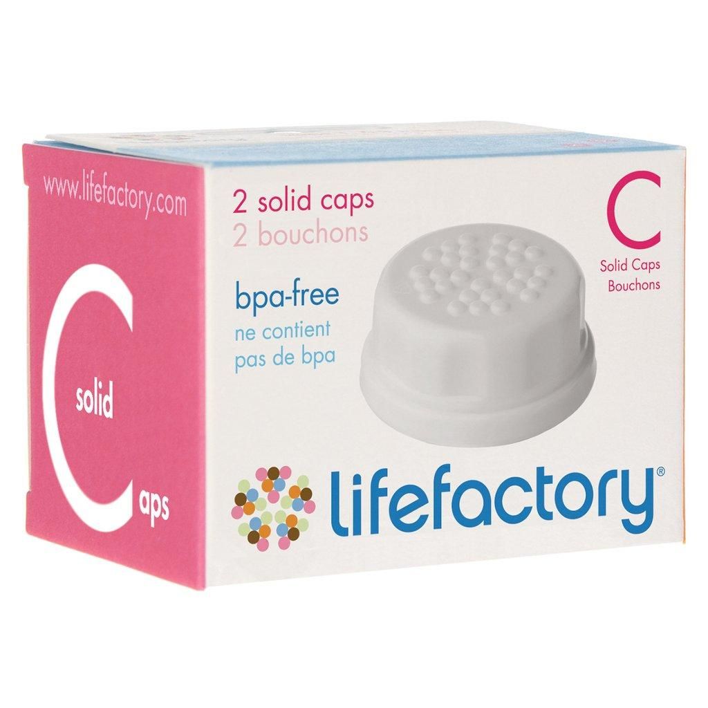 Lifefactory Flat Sippy Caps 2 Pack - White