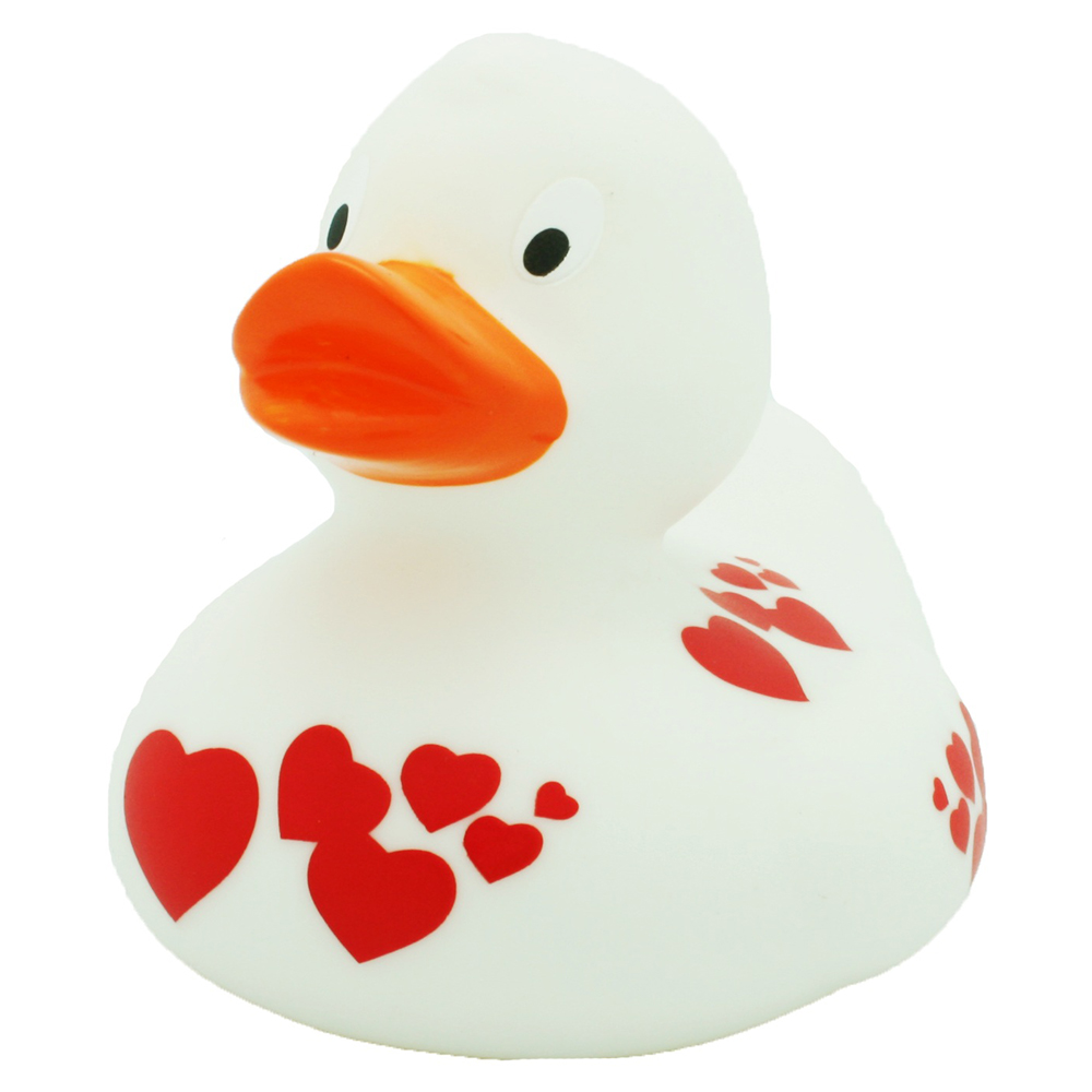 Lilalu - Rubber Duck with Red Hearts - White