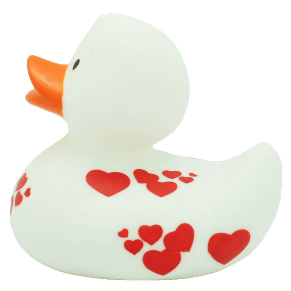 Lilalu - Rubber Duck with Red Hearts - White