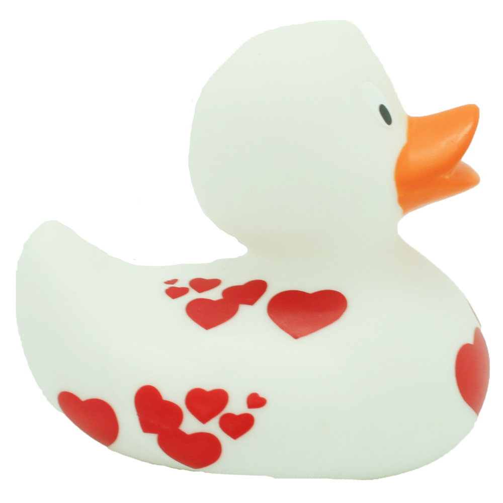 Lilalu - Rubber Duck with Red Hearts - White