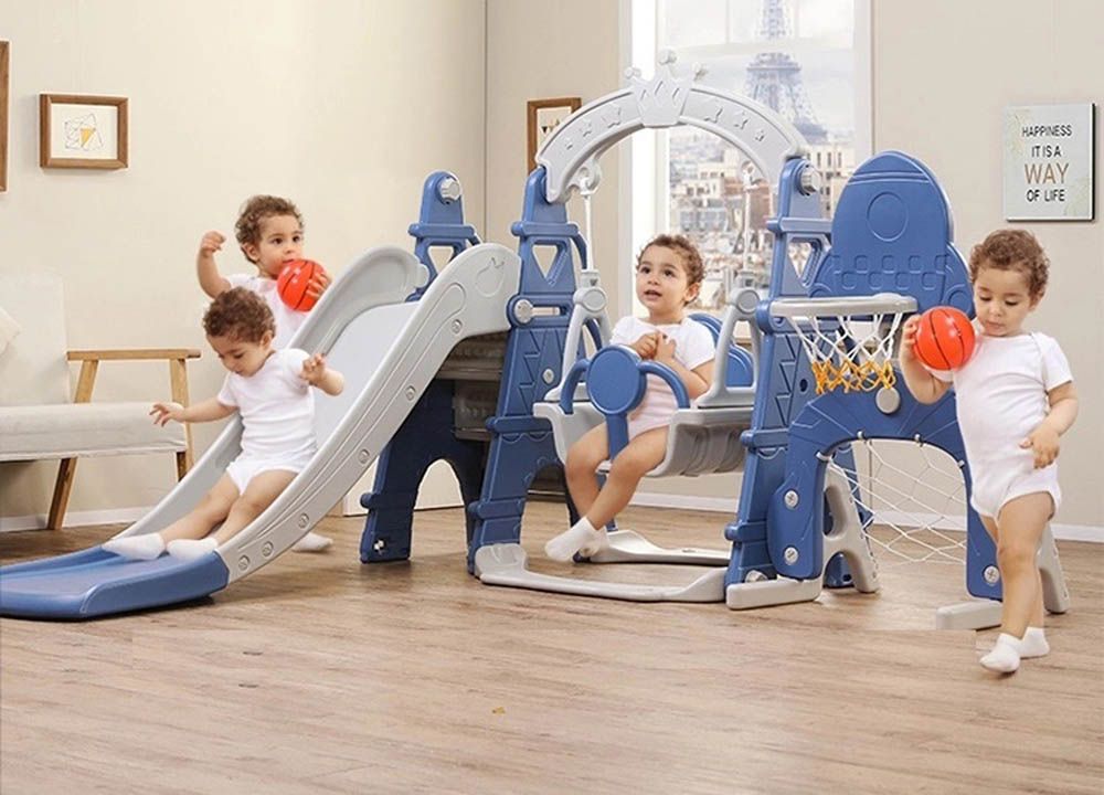 Little Angel - Kids Toys Slide And Swing - Blue