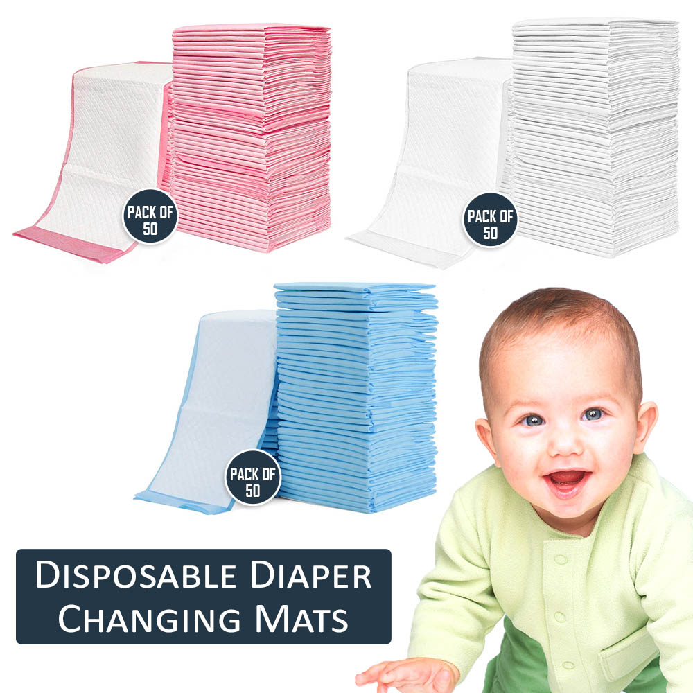 Little Story - Disposable Diaper Changing Mats - Pack Of 50 Pcs - Blue