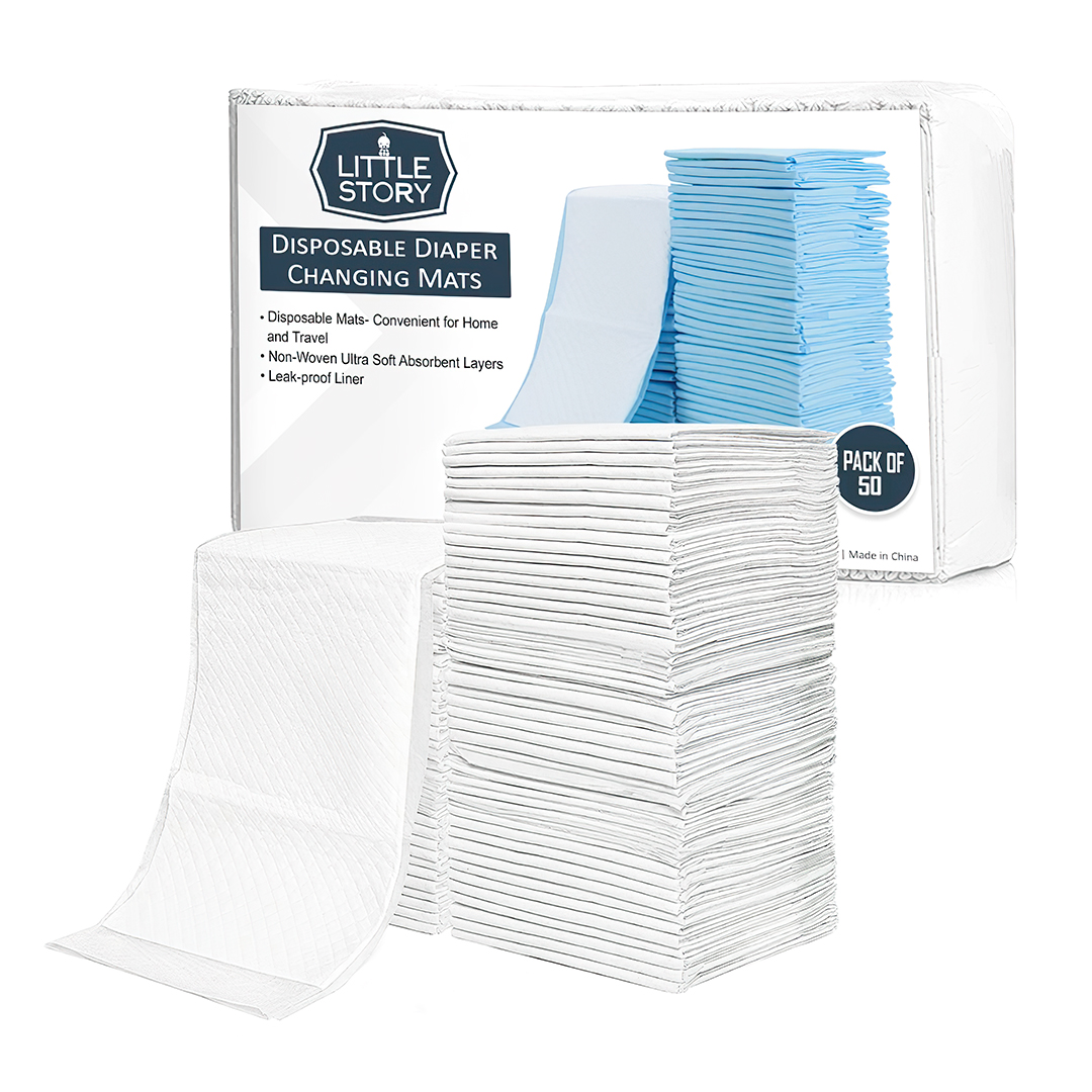 Little Story - Disposable Diaper Changing Mats - Pack Of 50 Pcs - White