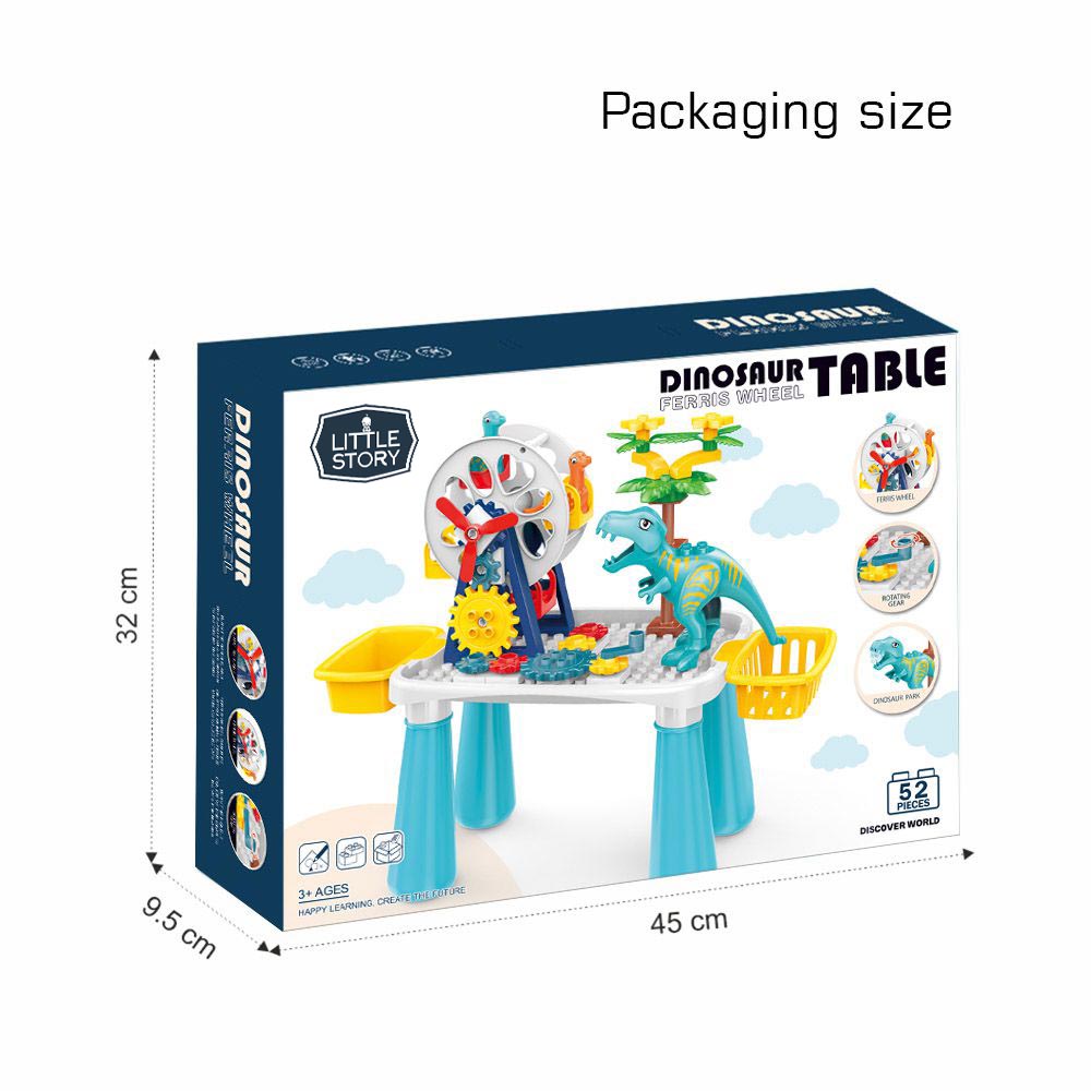 Little Story - DIY Dinosaur Ferris Wheels Blocks Table(52pcs), STEM Series - Multicolor