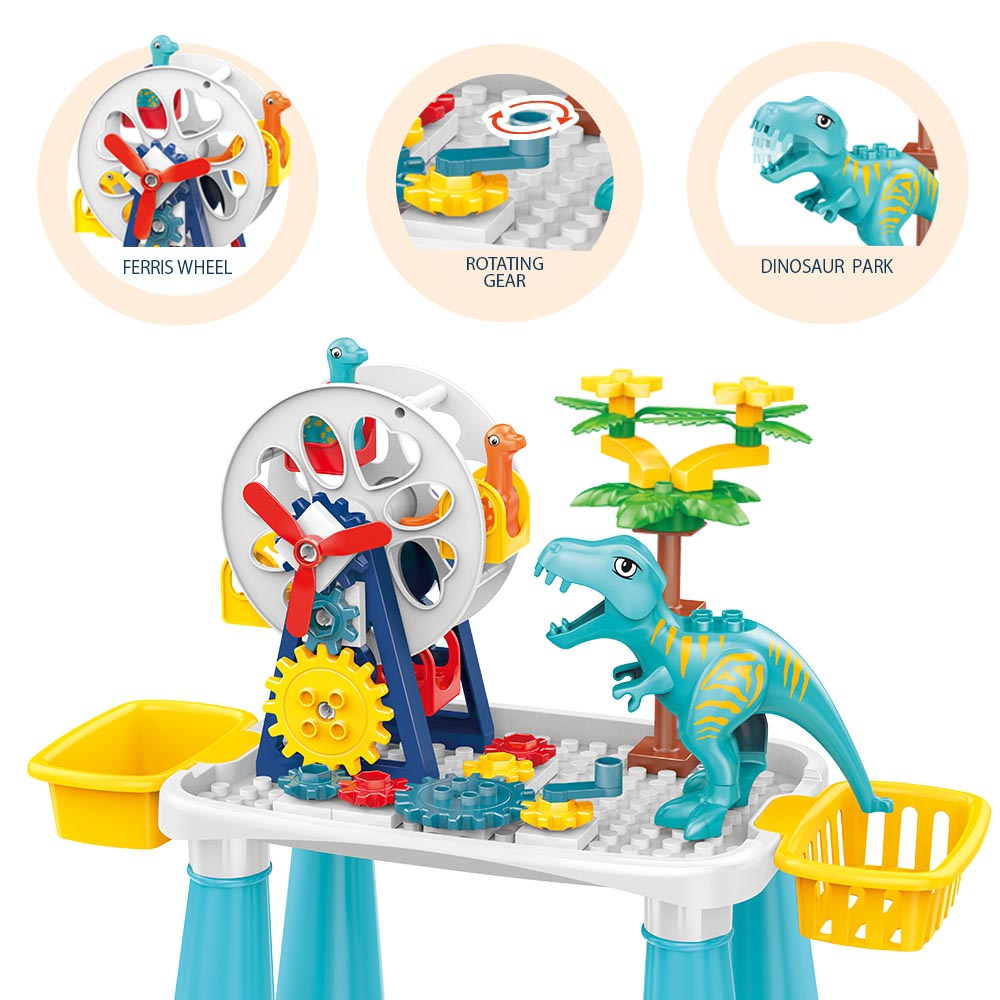Little Story - DIY Dinosaur Ferris Wheels Blocks Table(52pcs), STEM Series - Multicolor