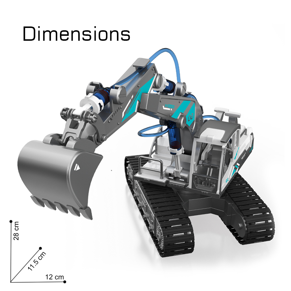 Little Story - DIY Hydraulic Power Principle based 3-IN-1 Excavator/ Bulldozer/ JCB Toy (130 Pcs), STEM Series - Grey