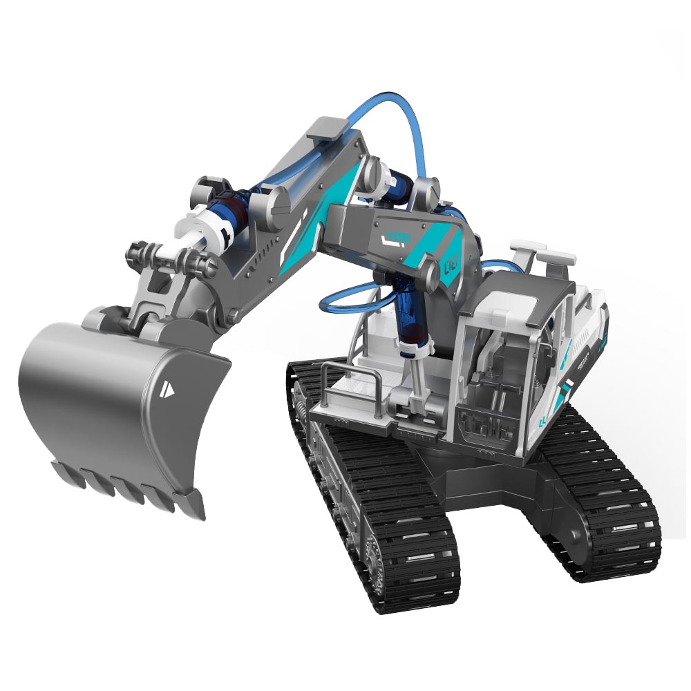 Little Story - DIY Hydraulic Power Principle based 3-IN-1 Excavator/ Bulldozer/ JCB Toy (130 Pcs), STEM Series - Grey