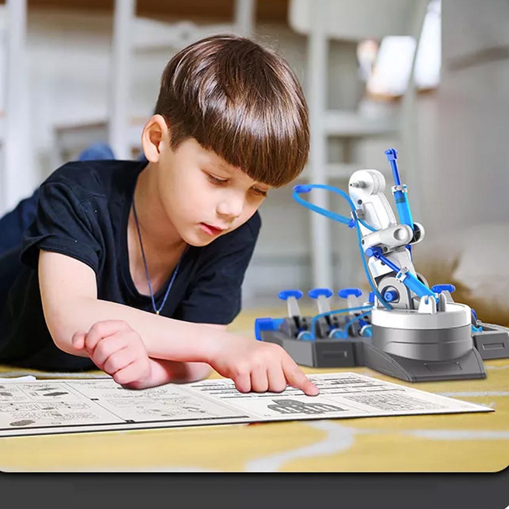 Little Story - DIY Hydraulic Power Principle based 3-IN-1 Mechanical/Robotic Arm Toy (220 Pcs), STEM Series - Grey