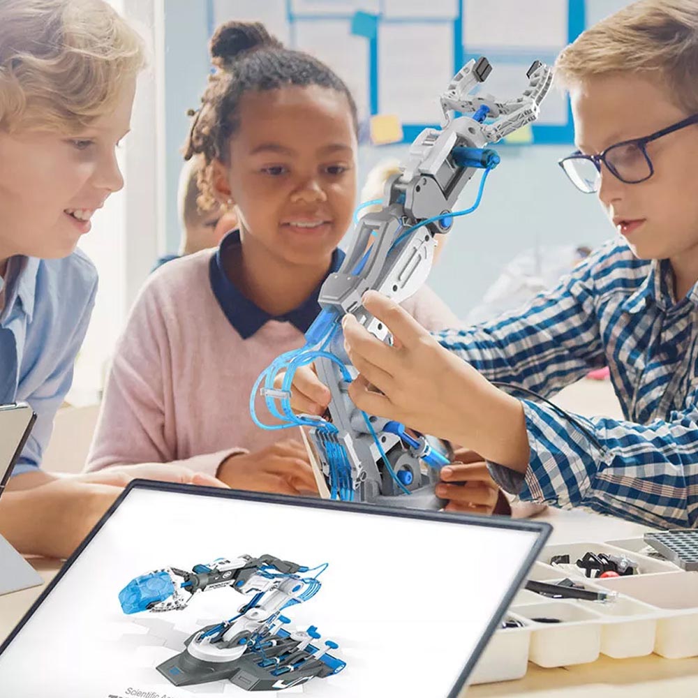 Little Story - DIY Hydraulic Power Principle based 3-IN-1 Mechanical/Robotic Arm Toy (220 Pcs), STEM Series - Grey