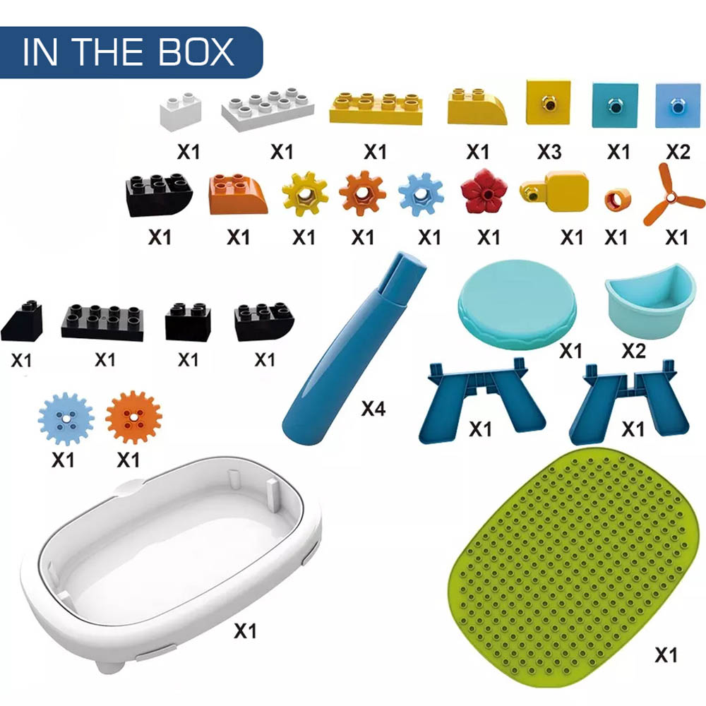 Little Story - DIY Spinning Puzzle Building Blocks Set w/ Stool (35pcs), STEM Series - Multicolor