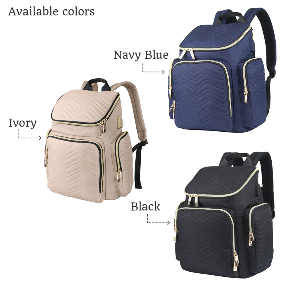 Little Story - Georgia Diaper Bag W/ Changing Pad & Stroller Hooks - Navy Blue