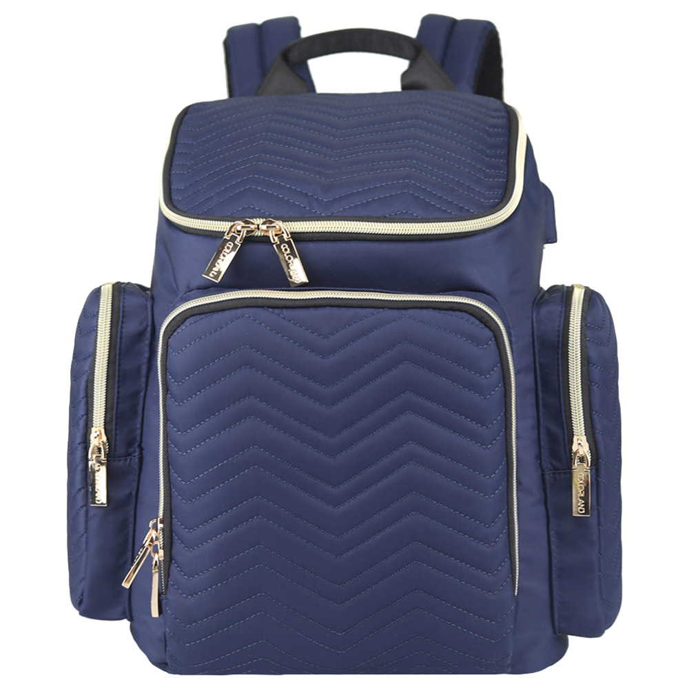 Little Story - Georgia Diaper Bag W/ Changing Pad & Stroller Hooks - Navy Blue