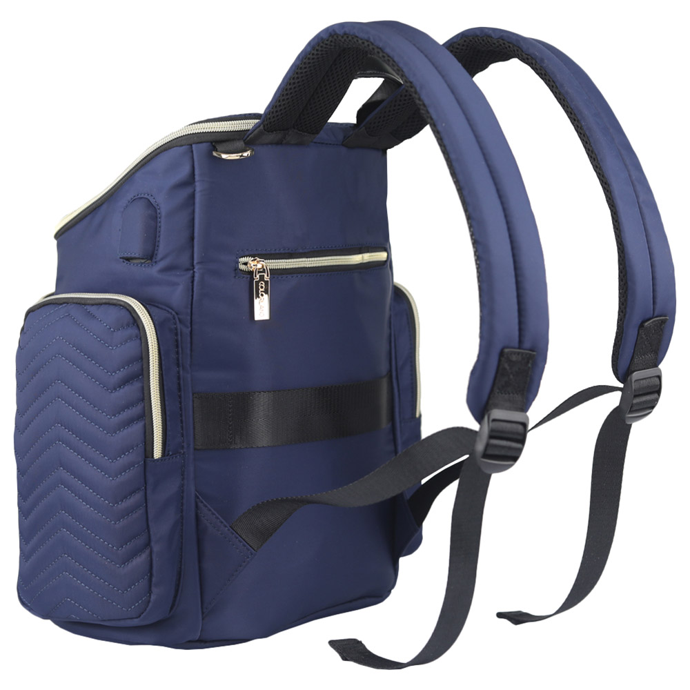 Little Story - Georgia Diaper Bag W/ Changing Pad & Stroller Hooks - Navy Blue