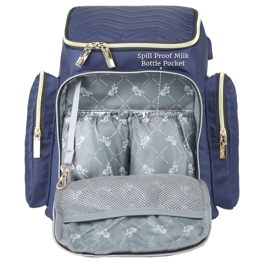 Little Story - Georgia Diaper Bag W/ Changing Pad & Stroller Hooks - Navy Blue