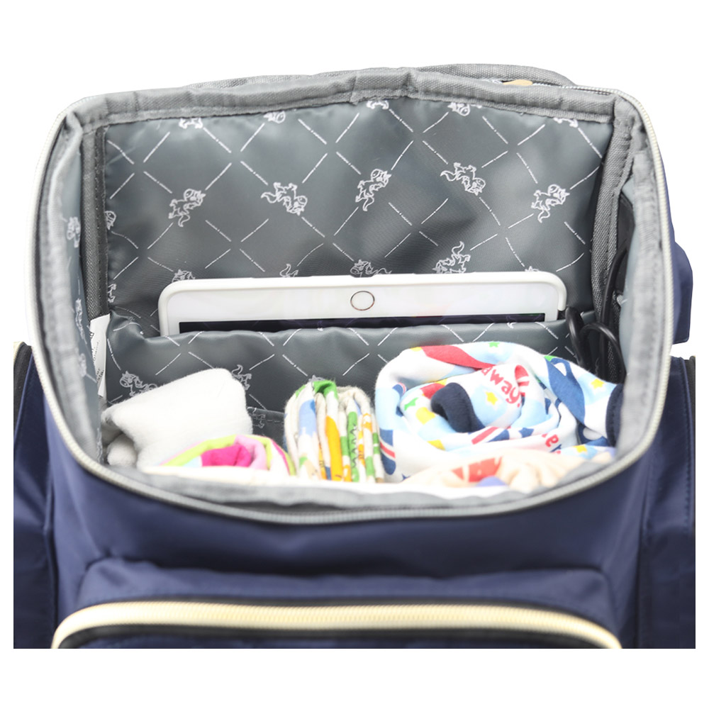 Little Story - Georgia Diaper Bag W/ Changing Pad & Stroller Hooks - Navy Blue
