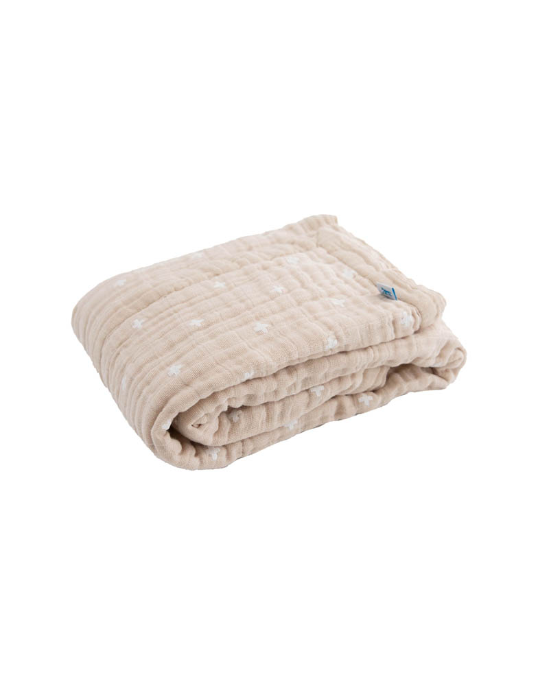 Little Unicorn - Cotton Muslin Baby Blanket - Taupe Cross