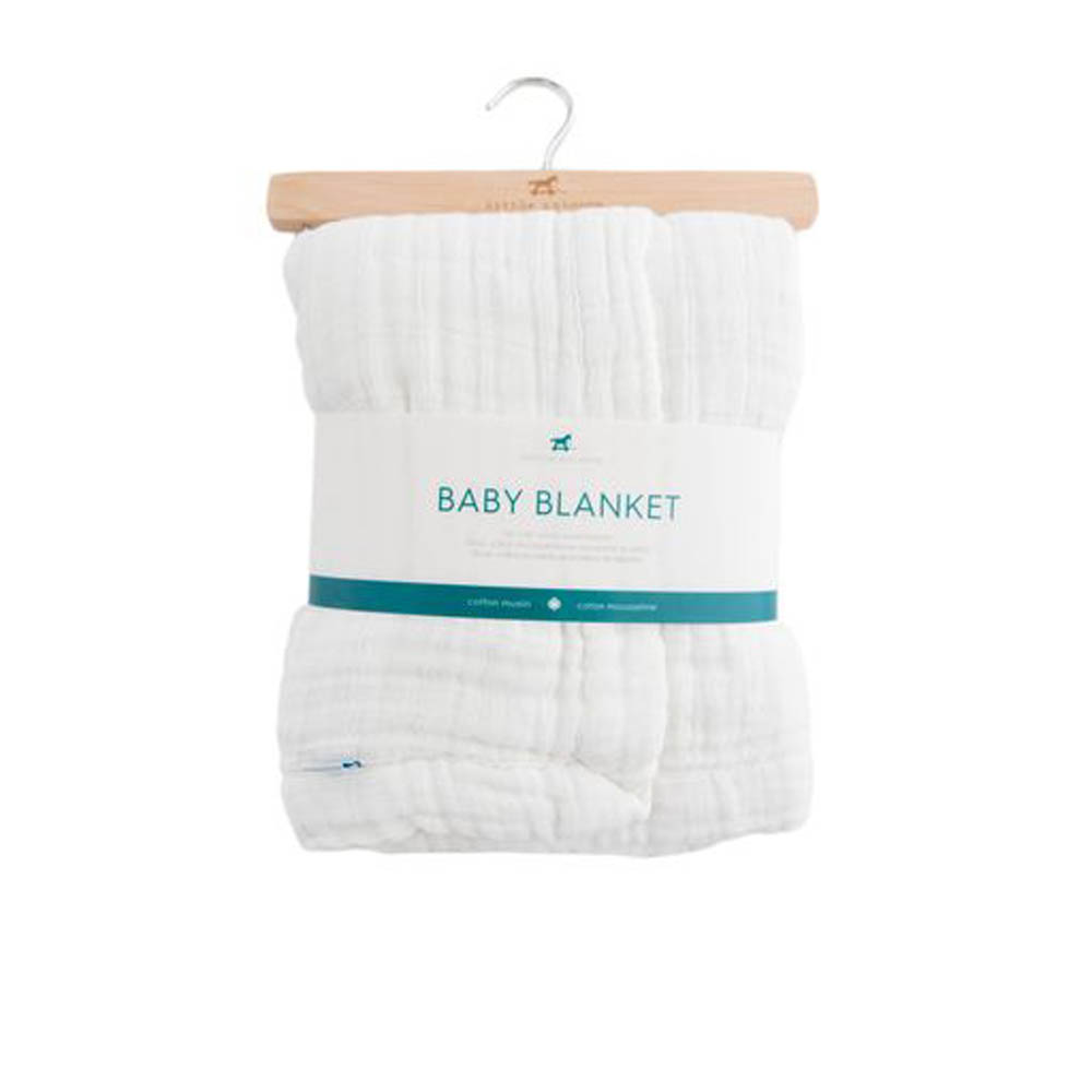 Little Unicorn - Cotton Muslin Baby Blanket - White