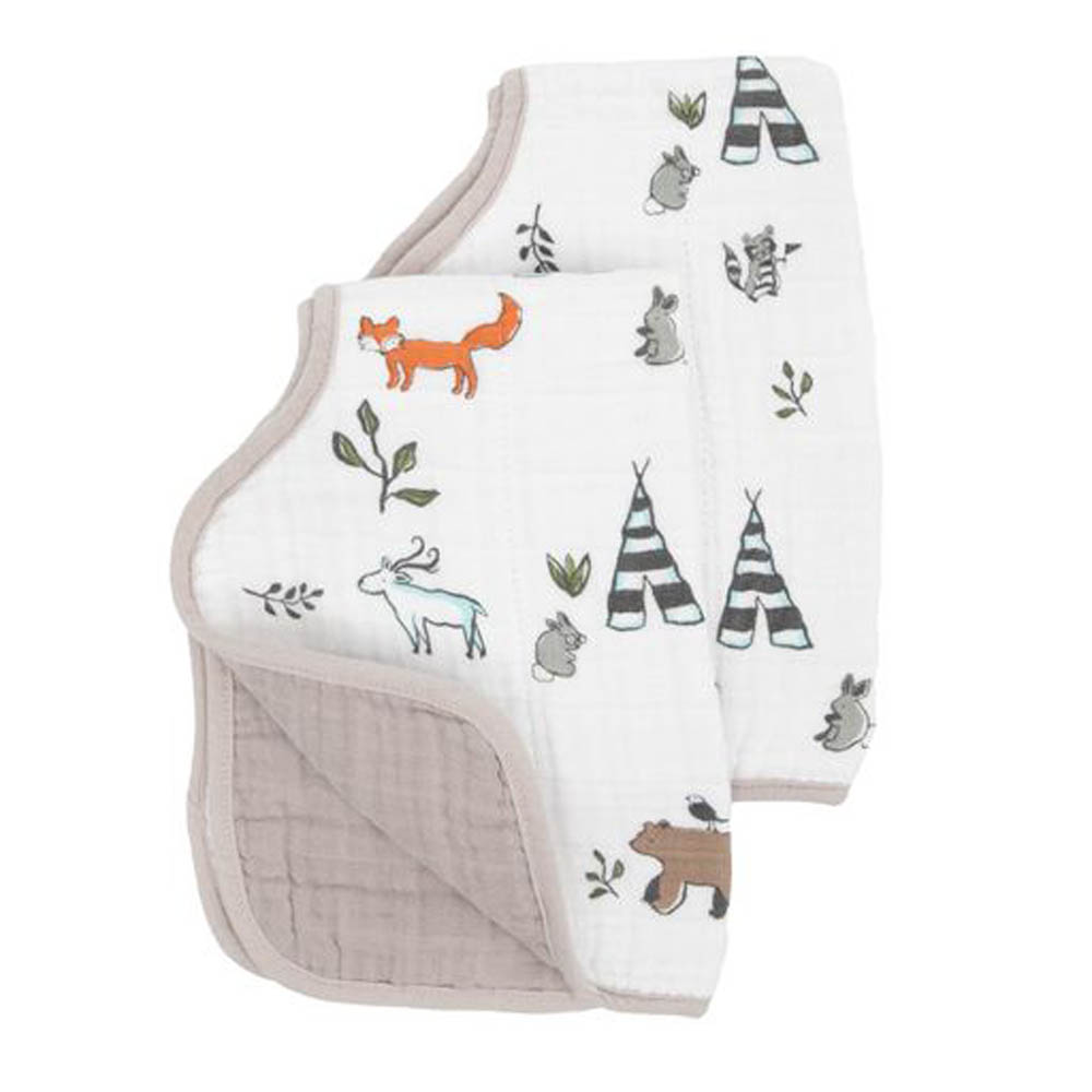 Little Unicorn - Cotton Muslin Burp Cloth 2 Pack - Forest Friends