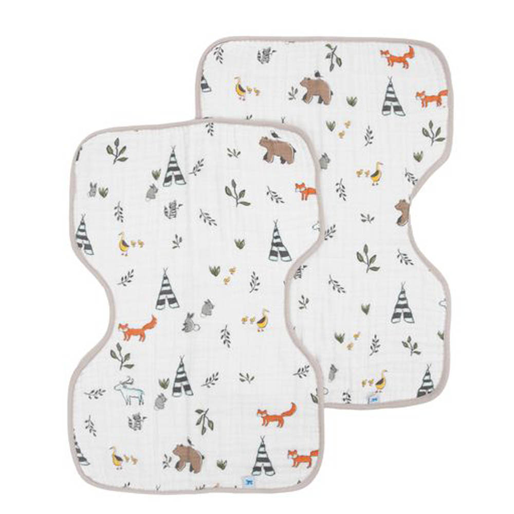 Little Unicorn - Cotton Muslin Burp Cloth 2 Pack - Forest Friends