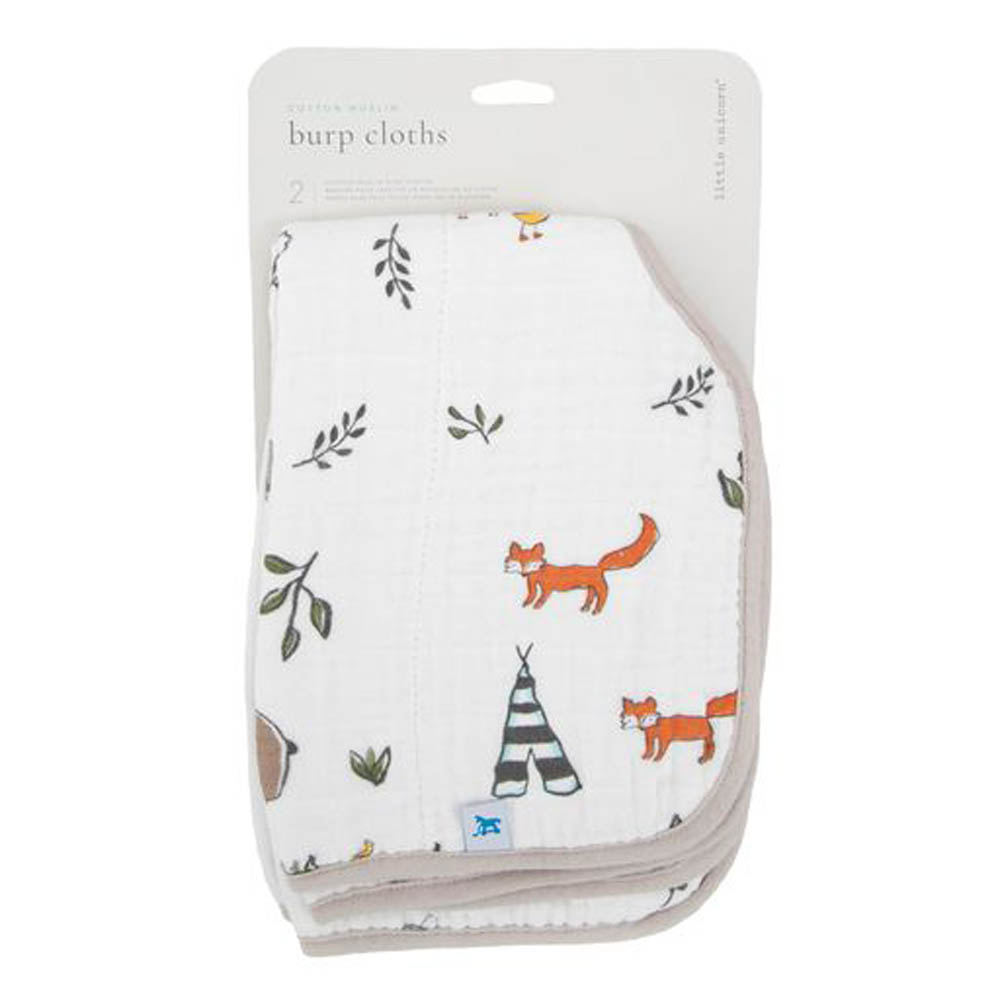 Little Unicorn - Cotton Muslin Burp Cloth 2 Pack - Forest Friends