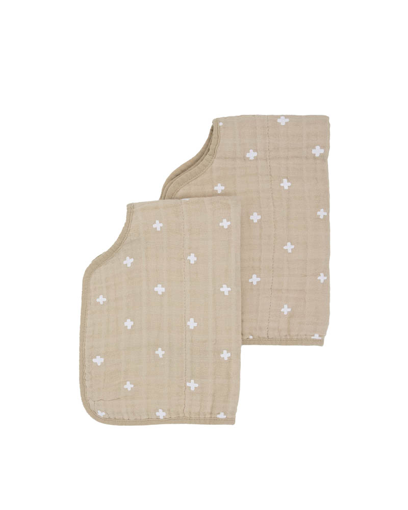Little Unicorn - Cotton Muslin Burp Cloth 2 Pack - Taupe Cross