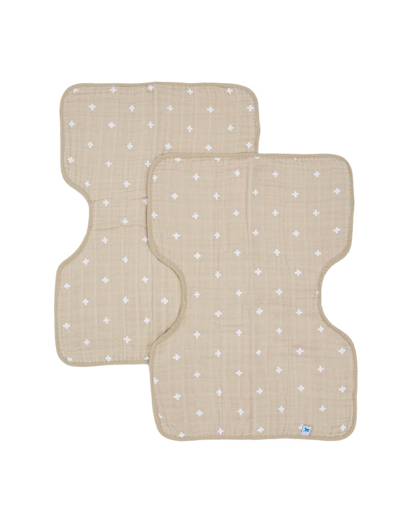 Little Unicorn - Cotton Muslin Burp Cloth 2 Pack - Taupe Cross