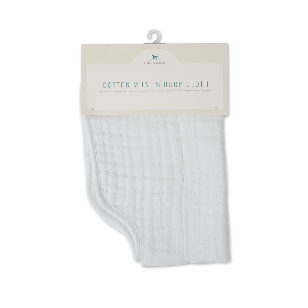 Little Unicorn - Cotton Muslin Burp Cloth - White