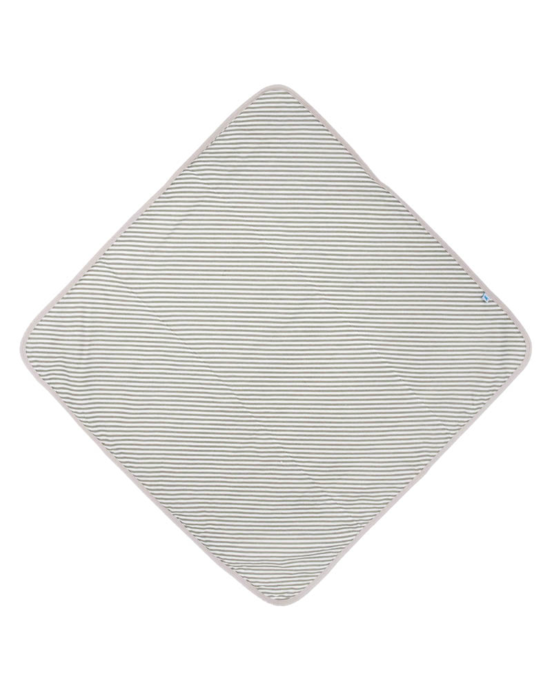Little Unicorn - Cotton Muslin Hooded Infant Towel - Grey Stripe