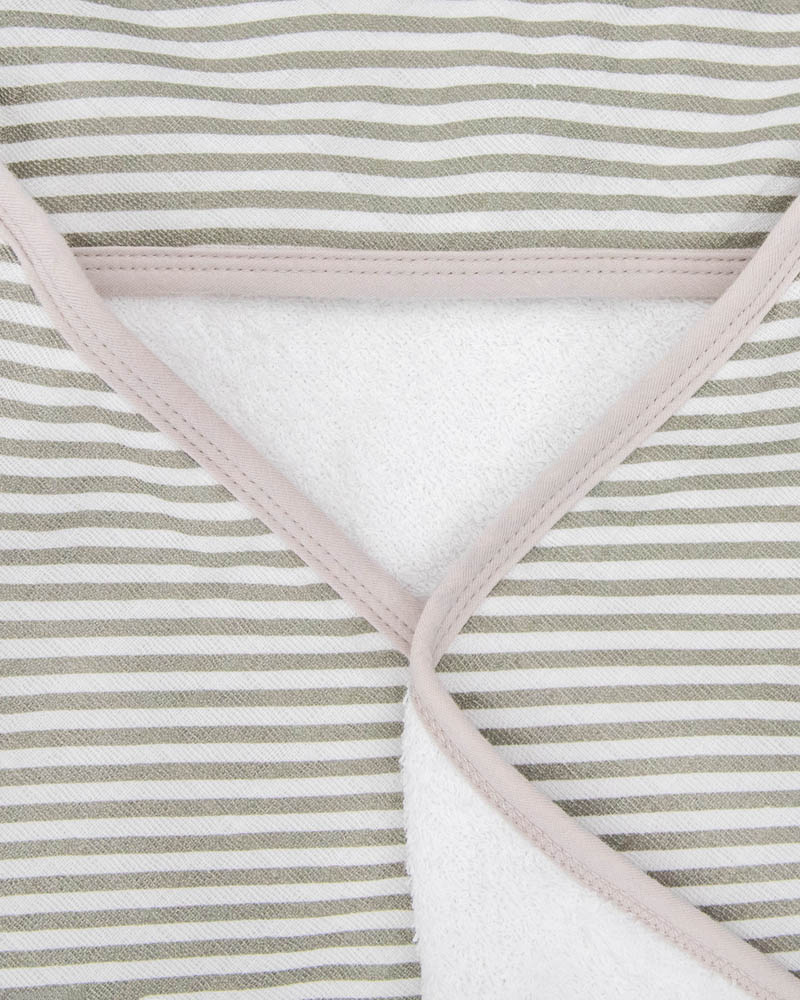 Little Unicorn - Cotton Muslin Hooded Infant Towel - Grey Stripe