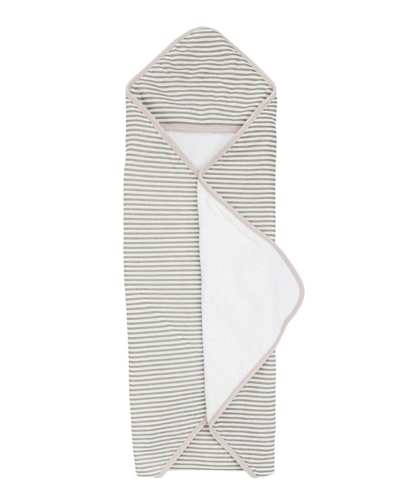 Little Unicorn - Cotton Muslin Hooded Infant Towel - Grey Stripe