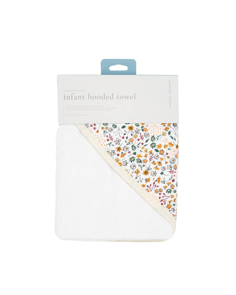 Little Unicorn - Cotton Muslin Hooded Infant Towel - Pressed Petals